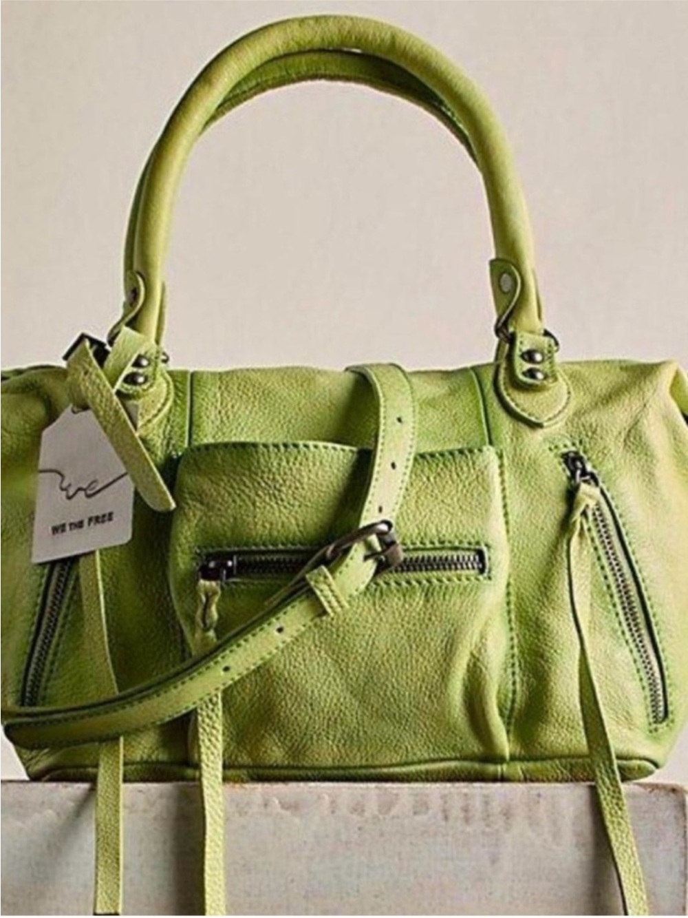 We The Free Baby Emerson MATCHA Leather Crossbody Satchel - Picture 8 of 8